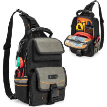 1pcs Electrician Tool Bag, Zippered HVAC Tool Organizer Pouch with Ergonomic Handle, Black, 1 Pack