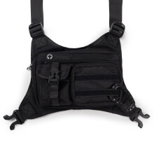 (Black, Less than 20L) Tactical Chest Bag Men's Outdoor Tactical Vest Sports Cycling Multi-Functional Backpack