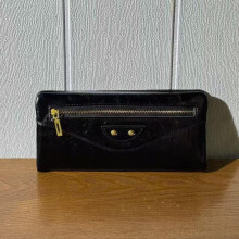 (Black) Genuine Leather Long Wallet Clutch Bag, Large Capacity Multi-Card Holder, Full Grain Oil Waxed Cowhide Purse with Phone Pocket