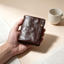 (Brown) Vintage Full Grain Leather Travel Document Organizer - Multi-Card Passport Holder Wallet