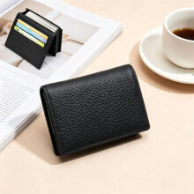 (Black) Genuine Leather Business Card Holder, Minimalist Multi-Card Wallet, Top Layer Cowhide Card Case for Men & Women, Large Capacity