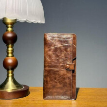 (Brown) RFID Blocking Women's Wallet Vintage Leather Trifold Clutch Long Purse with Multiple Card Slots