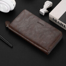 (Brown) 36 Slotting In Paul Men's Long Leather Wallet Zip Around Large Capacity Soft Leather Clutch Business Coin Purse Slim Bifold Card Holder