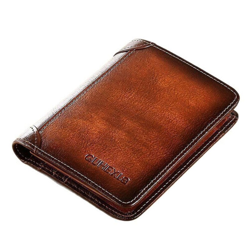 (Coffee) Men's RFID-Blocking Top-Grain Leather Wallet – Slim Bi-fold Card Wallet (Multi-Slot) 1