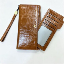 (Black) RFID Blocking Women's Wallet Vintage Leather Trifold Clutch Long Purse with Multiple Card Slots