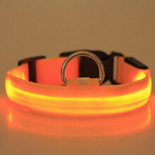 (Orange, S) LED Lighted Dog Collar, Glow in the Dark Nylon Pet Collar, Rechargeable Safety Collar for Dogs, Visible Night Walk, Purple, Medium/Large