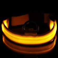 (Yellow, XS) LED Lighted Dog Collar, Glow in the Dark Nylon Pet Collar, Rechargeable Safety Collar for Dogs, Visible Night Walk, Purple, Medium/Large