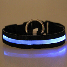 (Black, L) LED Lighted Dog Collar, Glow in the Dark Nylon Pet Collar, Rechargeable Safety Collar for Dogs, Visible Night Walk, Purple, Medium/Large