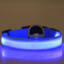 (Blue, S) LED Lighted Dog Collar, Glow in the Dark Nylon Pet Collar, Rechargeable Safety Collar for Dogs, Visible Night Walk, Purple, Medium/Large
