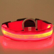 (Red, L) LED Lighted Dog Collar, Glow in the Dark Nylon Pet Collar, Rechargeable Safety Collar for Dogs, Visible Night Walk, Purple, Medium/Large