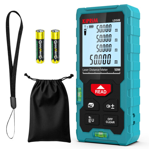 Kiprim LD50E Laser Distance Measure,165ft/50M,Backlit LCD,Ft/M/in Switch