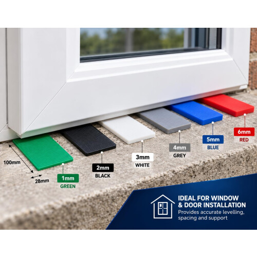 AF4F 28mm x 100mm (200, Mixed 1-6mm) Assorted Window Glazing Glass Flat Plastic Packers Several Sizes Variations Available… 1