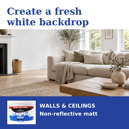 Crown CROWN Matt Emulsion Paint 7.5L Pure Brilliant White 1