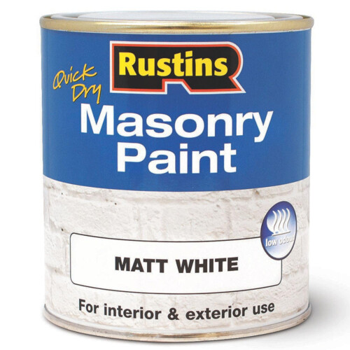 Rustins RUSTINS Masonry Paint, White, 500 ml (Pack of 1)