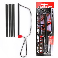 Dekton Junior Hacksaw With Blade & 6 Extra Blades-Lightweight aluminium frame| 6" (150mm) HCS blade 24 TPI| Adjustable Tension for Precision Cutting |
