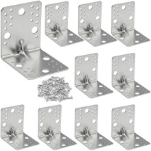 Hzxy Angle Brackets, 10x Metal Corner L Brackets for Wood 105x105x90x1.9mm