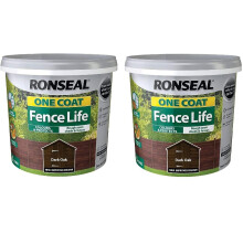 Ronseal 5L One Coat Fence Life Fence Paint Bundle Deal 2 for 22.95-2 x 5L Tubs = 10L - Dark Oak