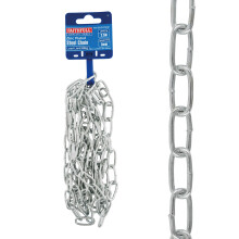 Faithfull Zinc Plated Steel Chain Reel A-Link – Mild Steel Welded, DIN5685, Rust Resistant Link Chain for Securing & General Purpose Use – 2.5 Met