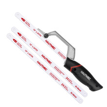 HAUTMEC Junior Hacksaw, Mini Hack Metal Saw, Compact Handsaw with 3 Pcs Bi-Metal HSS Blades, Tool-Free Replace Blade & Cutting Guide Design, Especiall