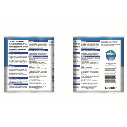 Rustins RUSTINS Masonry Paint, White, 500 ml (Pack of 1) 1