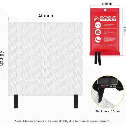 Mondoshop Kitchen Fire Blanket Emergency for Home 1x1m, 4 Pack 2