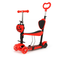 (One Size, Red) 5in1 Kids Scooter with Adjustable Seat&LED Lights