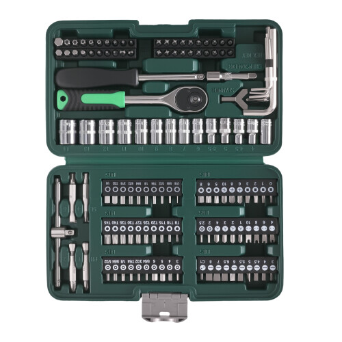 130pc 1/4in Ratchet and Socket Kit with 100pc Screwdriver Bits