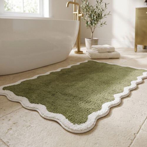 Homescapes Luxury Scalloped Bath Mat - 50 x 80 cm 2