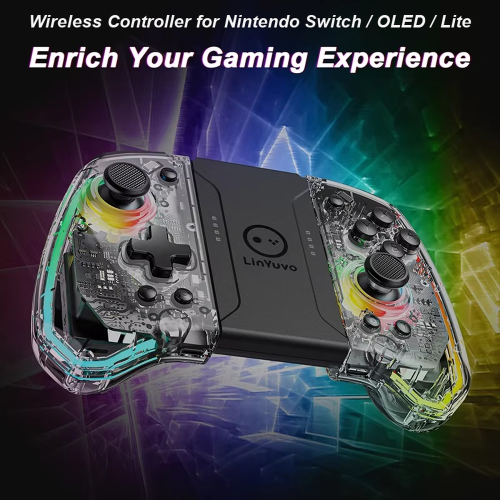 (Grey) Manette sans fil Switch pour Nintendo Switch OLED Lite, RGB Turbo Macro 1