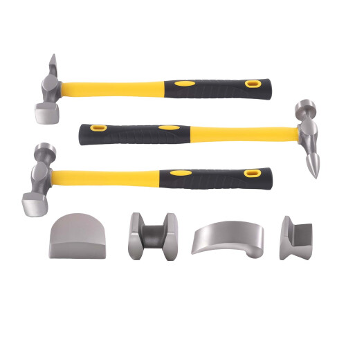 7 Piece Body Tool Kit Panel Hammer Dolly Beating Repair Set Steel 2