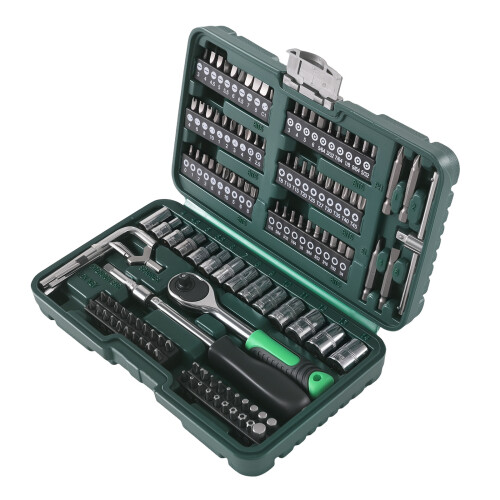 130pc 1/4in Ratchet and Socket Kit with 100pc Screwdriver Bits 1