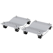 Two-Piece Car Wheel Dolly with Swivel Casters, Non-Slip Metal Plates, 680kg Capacity, Grey