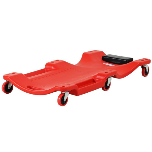 Mechanic Vehicle Creeper, Under-Car Rolling Crawler Board, with Headrest, Wheels, Red 1