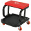 Workshop Stool, Rolling Machine Stool with 360 Swivel, Padded Seat, Tool Tray, Red 2