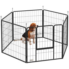 6 Panels Dog Playpen, Portable Detachable Puppy Pen with Door, for Medium Dogs, 80cm High, Grey