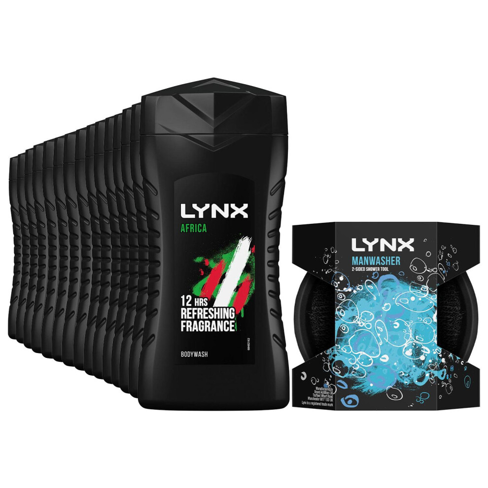 Lynx Africa Shower Gel 50ml and Dual-Sided Manwasher Tool 15 Pack for Men - Image 3