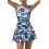 Einteiliger Badeanzug Halter Backless Gerafft Blau M — damen badeanzug einteilig, badekleid figurformend 1
