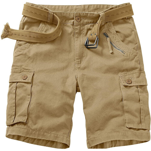 Women's Cotton Cargo Shorts Comfortable Practical Beige Size 46 EU