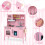 Costway Kids Kitchen Playset Wooden Pretend Play Kitchen-Pink 3