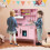 Costway Kids Kitchen Playset Wooden Pretend Play Kitchen-Pink 6