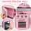 Costway Kids Kitchen Playset Wooden Pretend Play Kitchen-Pink 9