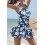 Einteiliger Badeanzug Halter Backless Gerafft Blau M — damen badeanzug einteilig, badekleid figurformend 4