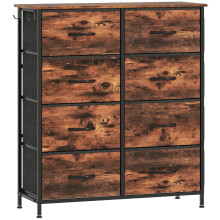 Chest of Eight Fabric Drawers with Steel Frame, Rustic Brown Bedroom Dresser with Pockets Hooks and Anti-Tipping Kit