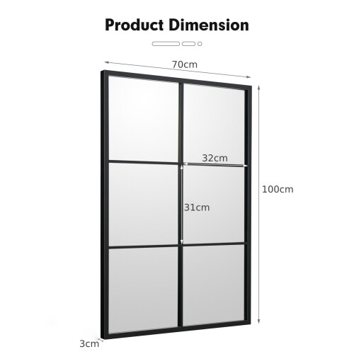 Costway Vintage Windowpane Hanging Mirror Wall Mounted Decoration 2