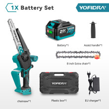 YOFIDRA motosierra eléctrica inalámbrica, 8 pulgadas, motor sin escobillas, para jardín y madera