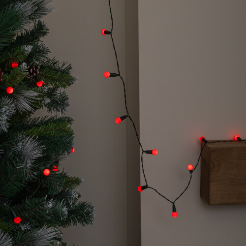 Premier 50 LED Pearl Berry Multi-Action Christmas String Lights in Red