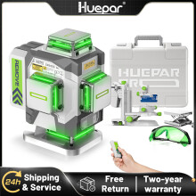 Huepar ZK04CG laser waterpas, 4x360 graden groene lijnen, 8000 mAh accu, voor bouw en tegelwerk