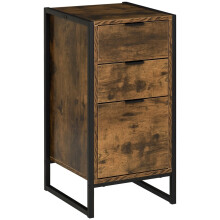 Industrial 3-Drawer Dresser with Metal Frame, Rustic Brown Bedroom Chest of Drawers with Elevated Base and Metal Handles