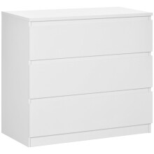 Chest of Three Drawers with Anti-Tipping Hardware, White Dresser with Classic Boxy Design for Bedroom