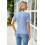 Damen-Strickbluse mit kurzen Ärmeln, Rundhalsausschnitt, Blau XL — damenpullover, strickbluse damen, pullover kurzarm 4